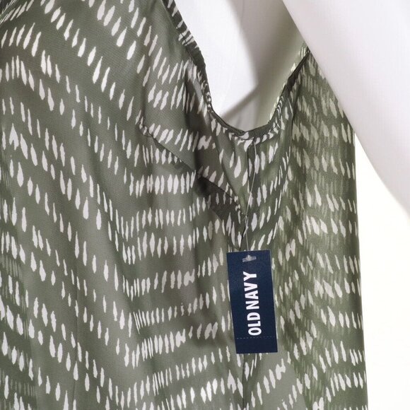 Old Navy Womens Large Tunic Tank Green & White Sleeveless Sheer - Picture 5 of 9